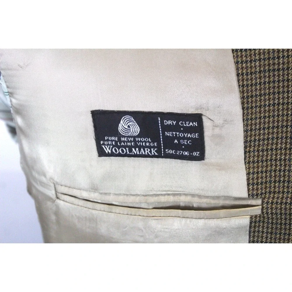 vtg mens brown Ralph Lauren houndstooth blazer jacket sport suit‎ coat wool 42 L